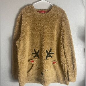 Cozy Tan Reindeer Fleece Sweater